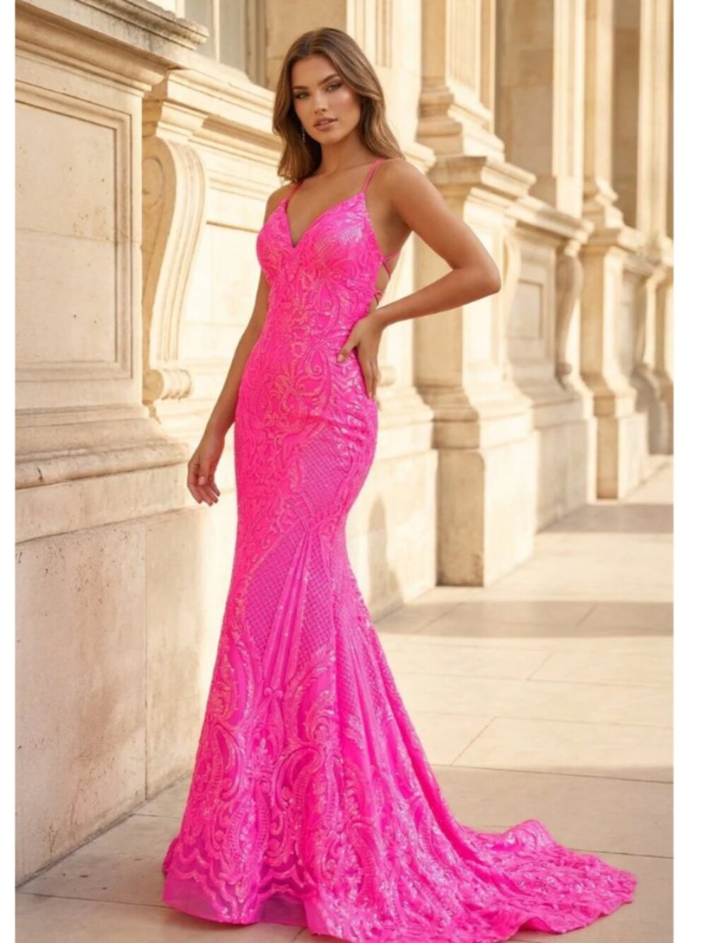 KissProm Mylen Prom Gown Dress Size 0 Hot Pink